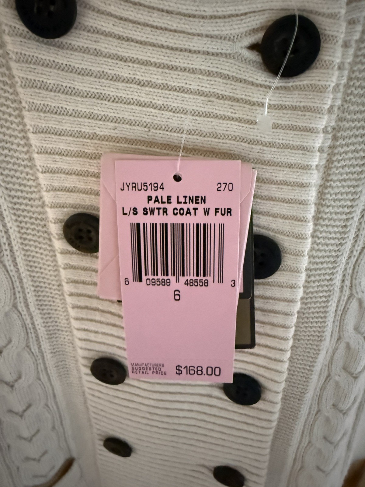 NEW NWT JUICY COUTURE SWEATER CARDIGAN HOOD PALE LINEN FUR SIZE 6 GIRLS CREAM image 5