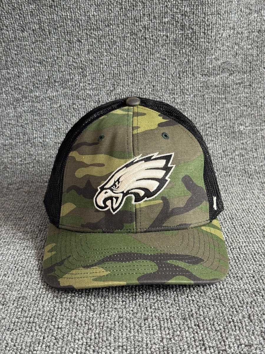 '47 Brand Philadelphia Eagles Trucker Strapback Camo Black Hat Adjustable