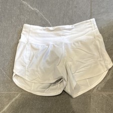 Lululemon Women s Running Jogging Athletic Shorts White Solid Pockets Stretch