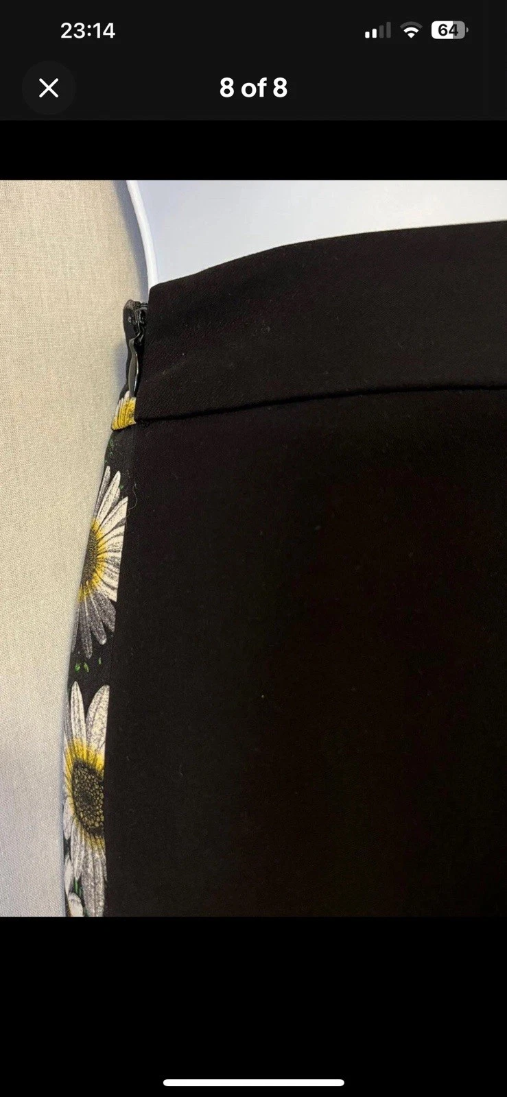 MOSCHINO Gonna da donna di design STAMPA DIGITALE FLOREALE MARGHERITA SPACCO LATERALE UK 8 XS