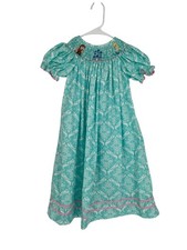 Classic Whimsy Smocked Dress Girls Size 5 Frozen Elsa Anna Castle Princesscore