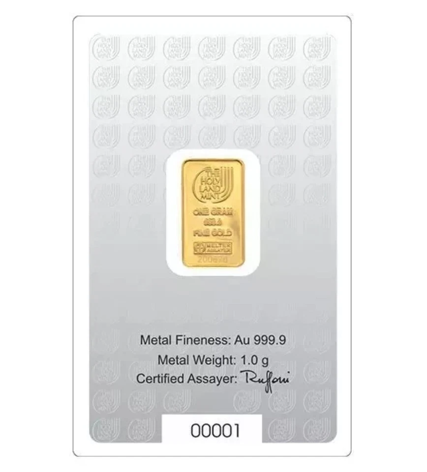 Casa de la Moneda de Tierra Santa 🕊 ORO - Paloma de la Paz en ensayo oro 24k .999 Foto 2 de 4