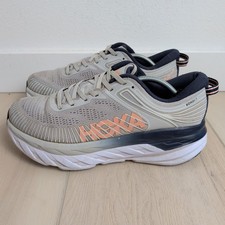 Hoka One One Bondi 7 Shoes Womens 9 Lunar Rock Running Gray Sneakers Athleisure
