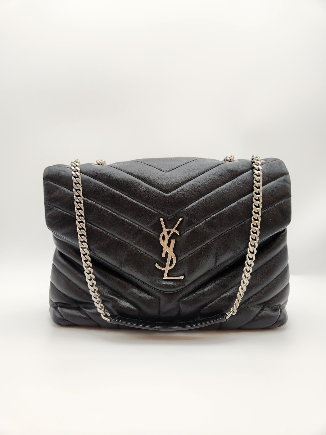 Saint Laurent Loulou Chain borsa a tracolla media nera 487216 140617652