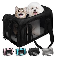 Soft-Sided Cat Carrier Expandable Pet Carrier Airline Approved Mesh Travel Ca...