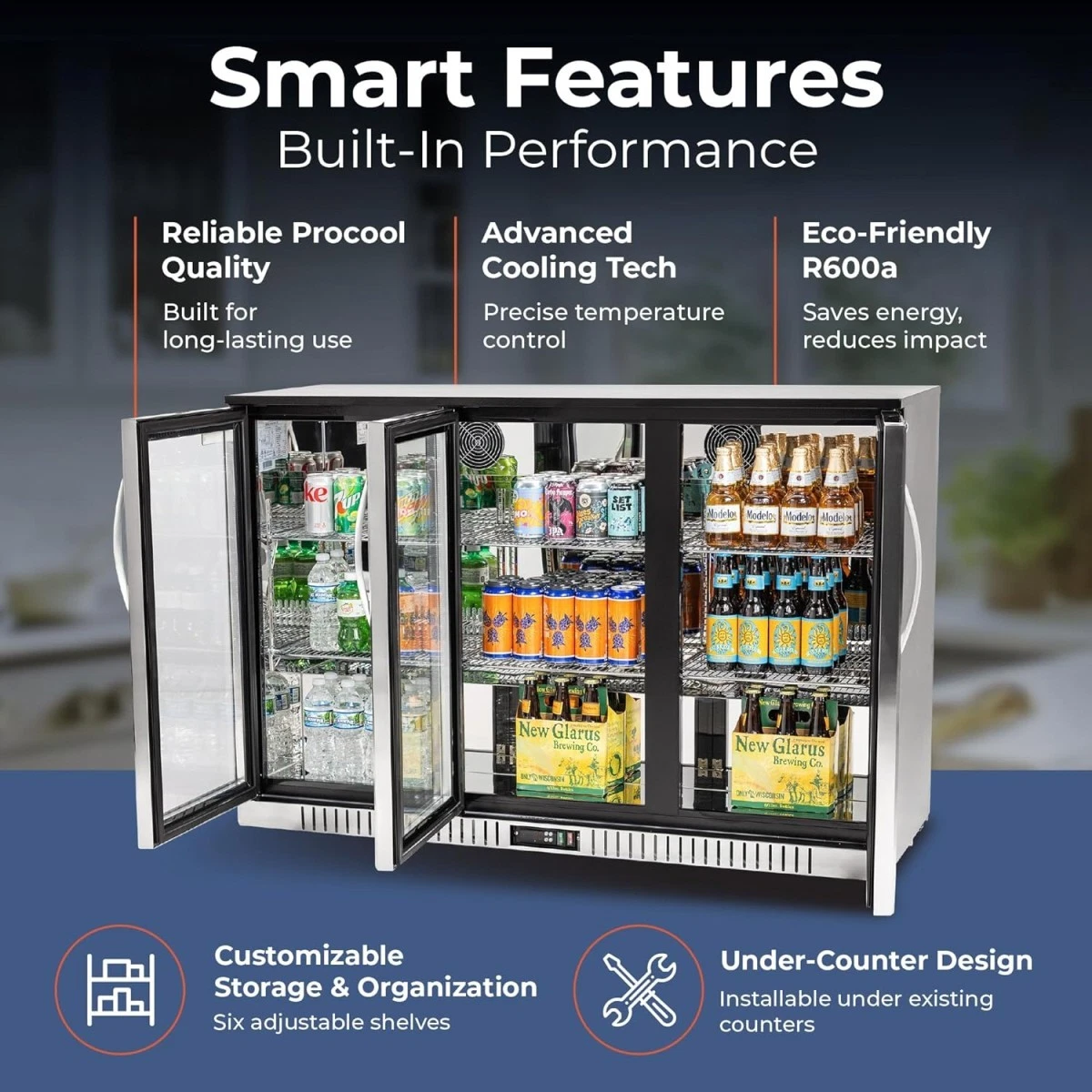 Commercial 3 Door 304 Stainless Under Bench Beer Back Bar Fridge Refrigerator - Picture 10 of 19