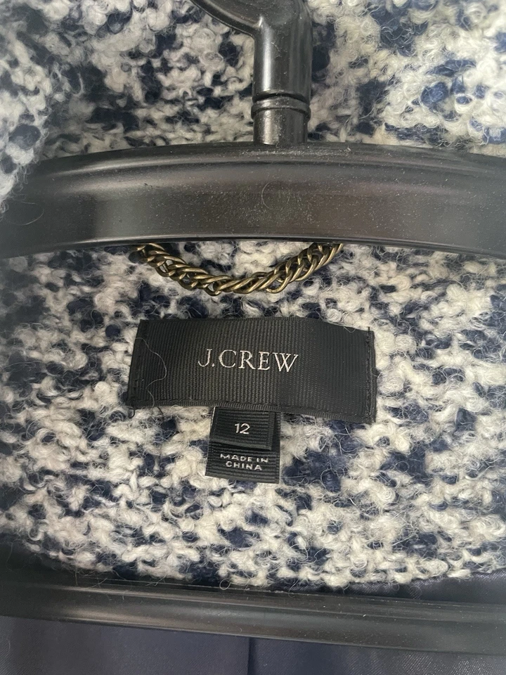 J Crew Cocoon Coat Stadium Wool Blend Women's 12 Light Gray Mid Length Full Zip - Image 4 of 4