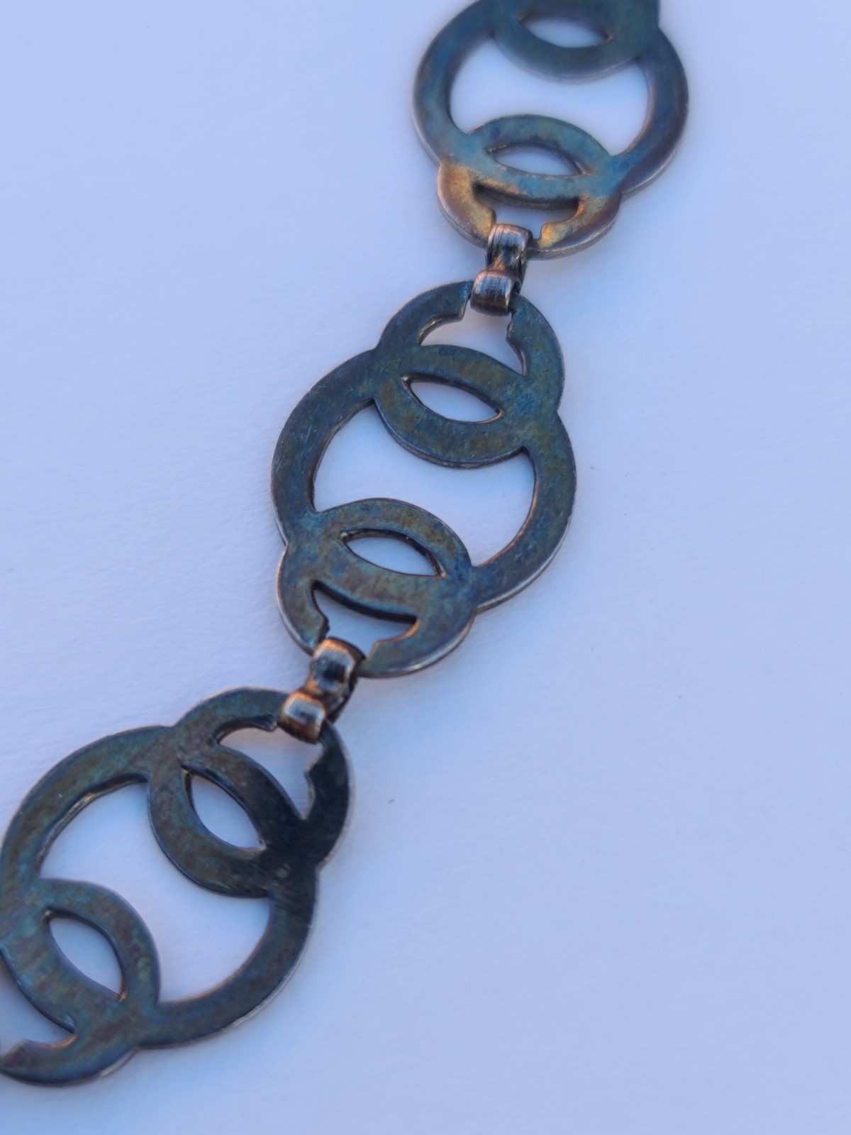 Vtg Sterling 925 Solid Silver Circle Link Choker … - image 12