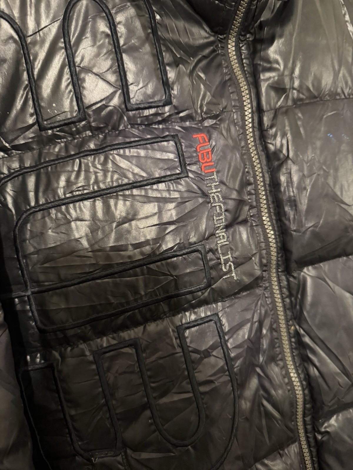 Fubuthe Vintage Puffer Jacket Black Medium Light Marks image 2