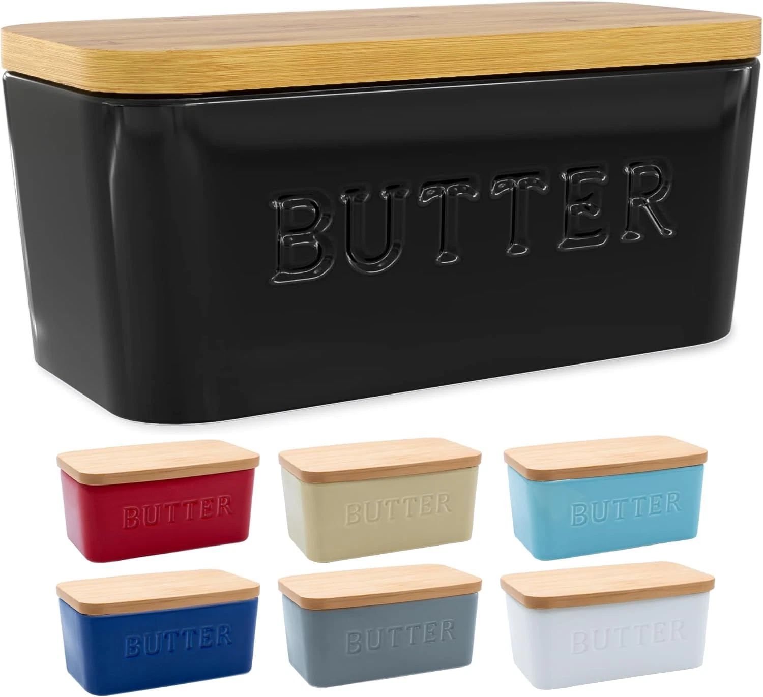 PriorityChef Extra Large Butter Dish with Lid for Countertop, Ceramic Butter Con