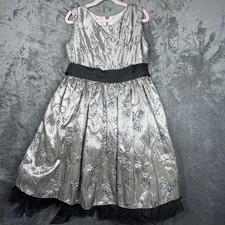 Princess Dress Girls 9/11 140cm Silver Sequin Floral Party Tulle Bow Sash Formal