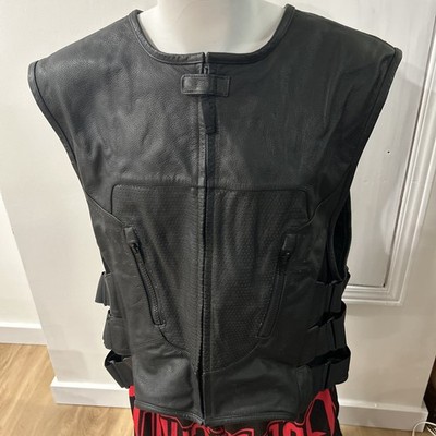 Icon Regulator D3O Leather Motorcycle Vest Black Armor
