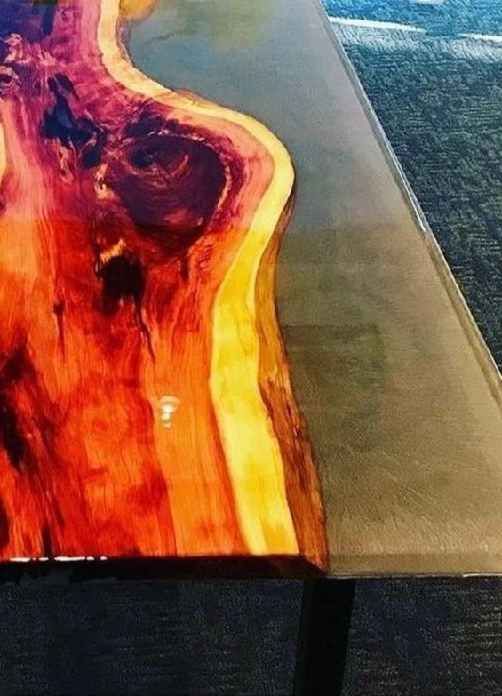 Handmade Clear Epoxy Resin River Table – Live Edge Wood Dining Coffee Table - Image 2 of 4