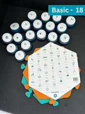 FluentPet Basic Buttons – Set of 18 – w/ 2 HexTiles + New Sticker Sheet – Used