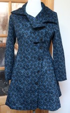 Joe Browns Beautiful Blue/Black  Fit And Flare Coat Size 14