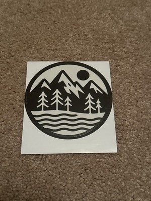 Mountain Forest Lake Circle Sticker 3.15  Vinyl Decal Nature Adventure Outdoors