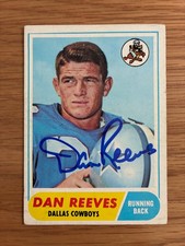 1968 Topps Dan Reeves Autographed Football Card RC Dallas Cowboys Broncos #77