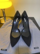 Miu Miu Black Suede Pumps Heels Shoes Designer Size 36.5 Vintage