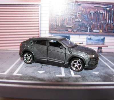 Gray Lamborghini Urus 1:64 Diecast Car by Bburago, w/Real Riders Wheel Swap