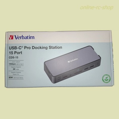 Verbatim USB-C  Pro Dockingstation CDS-15 mit 15 Anschlüsse 32171 HDMI DP RJ45