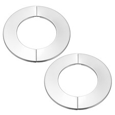 2Pcs Wall Split Flange 3.7" Round Self-Adhesive Escutcheon Plate Silver