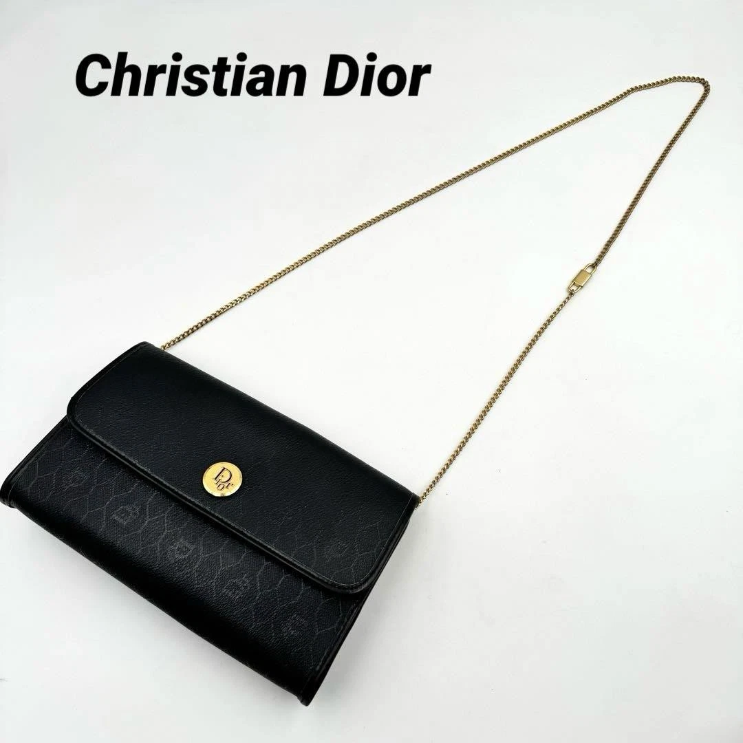 Beau sac bandoulière Christian Dior chaîne noir