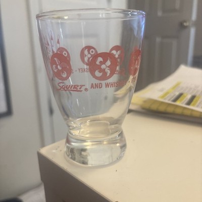 Vintage Bowling Glass SQUIRT & WHISKEY GLOWBALL-Advertising Liquor & Soda EUC
