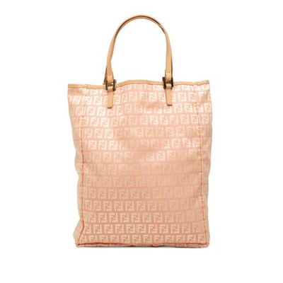 Fendi Zucchino Canvas Vertical Tote Pre-Loved Pink