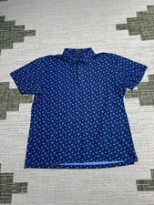 G Fore Polo Shirt Mens XL Blue Stretch Logo Print Moisture Wicking
