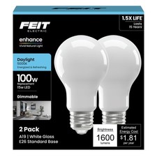 Feit Electric A19 LED Light Bulbs, 100W Equivalent, LED, 5000k Daylight