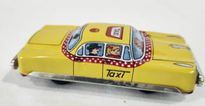 Vintage Litho Tin Yellow TAXI Cab Toy 3 1/2" L