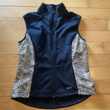 Kerrits Womens Size Medium Black Zebra Vest Double Zipper Equestrian Riding Cute