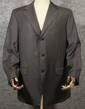 Canali Super 120s Wool Pinstripe Suit Black 3 Button Double Vent