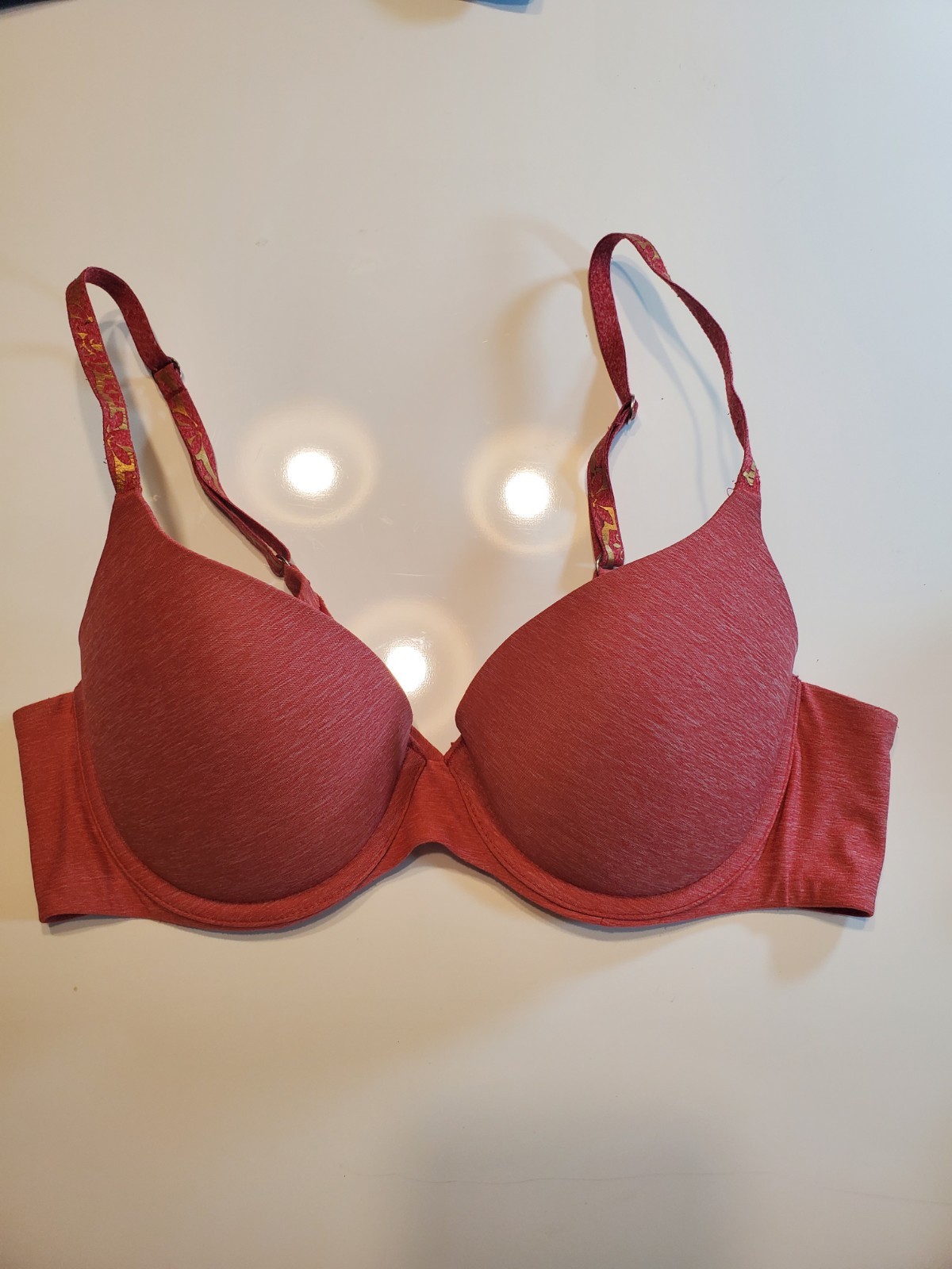 Aerie Real Sunnie Demi Push Up Strappy Bra Pink/Red Adjustable Straps 36B