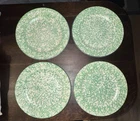 8 Vintage Stangl Town and Country Green Dinner Plates 10.5" Hand Painted