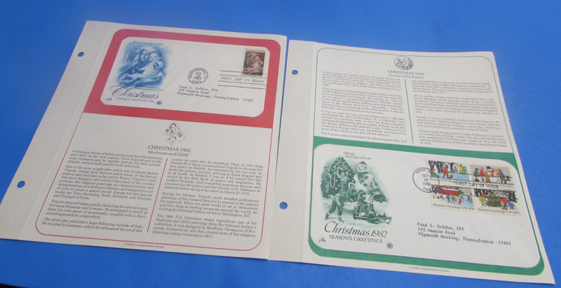 1982 CHRISTMAS - SNOW OK.  - FIRST DAY COVER - ARTCRAFT - LOT OF TWO - EXCE