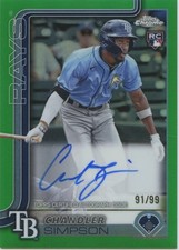 Chandler Simpson 2025 Topps Chrome Green Auto Autograph RC Tampa Bay Rays 91/99