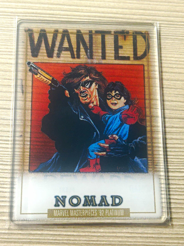 Upper Deck Marvel Masterpieces '92 Platinum Nomad #70 "Wanted" Plexi