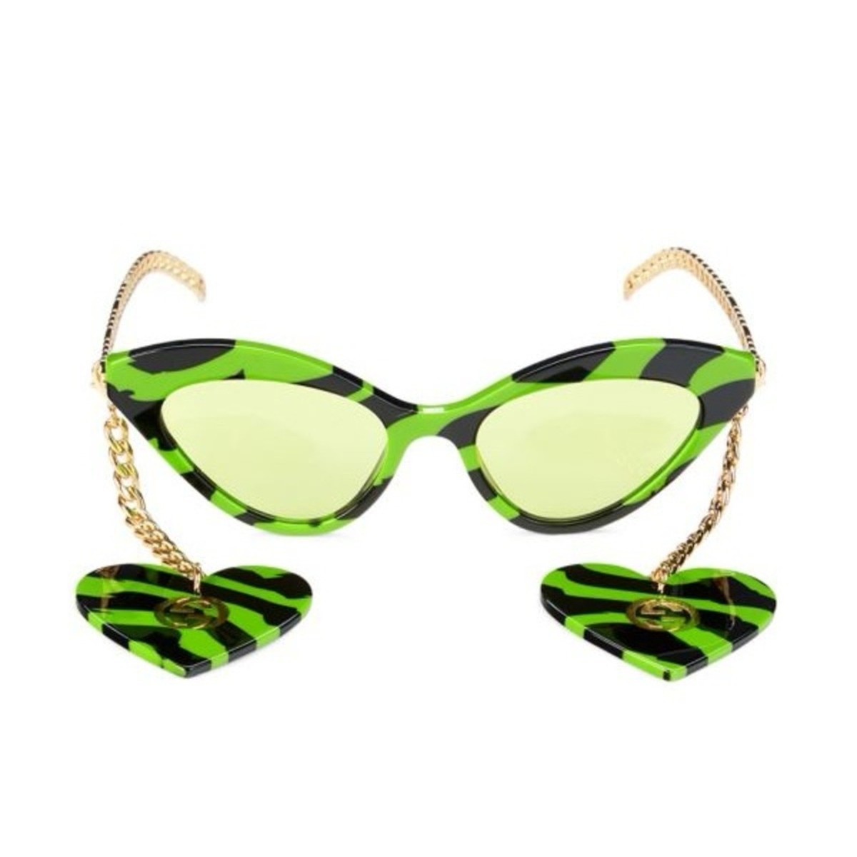 NWT - Gucci- Green and Black Cat-Eye Sunglasses with charms  display picture 3