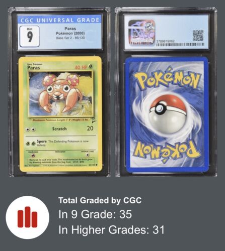 CGC 9 Paras 83/130 2000 Pokemon Base Set 2 Graded Card - Picture 3 of 4