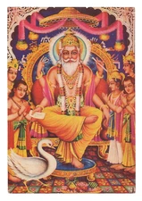 c.1990 Vishvakarma Architect Deva Hindu Deity Hinduism Art Postcard VTG Pooran