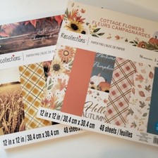 Recollections Fall Fields Cottage Flowers Scrapbook 12"x12" Paper Pad 96