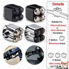 Motorcycle 4 Push Button 1''/ 7/8'' CNC Handlebar Momentary Self-locking Switch