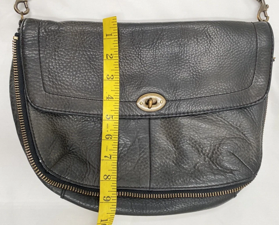 J.Crew Marrón Oscuro Lujoso Cuero Guijarro Sillín Bolso de Hombro Cartera Bolso de Mano Foto 3 de 4