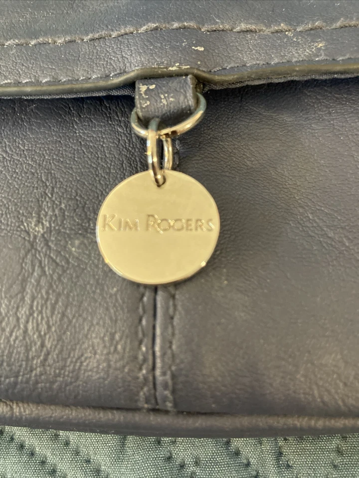 Bolso de hombro de cuero vintage Kim Rogers azul pequeño Foto 2 de 4