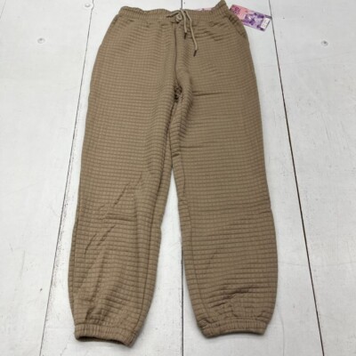 Kyoyo Taupe Winding Down Waffle Joggers Women's Size Medium NEW