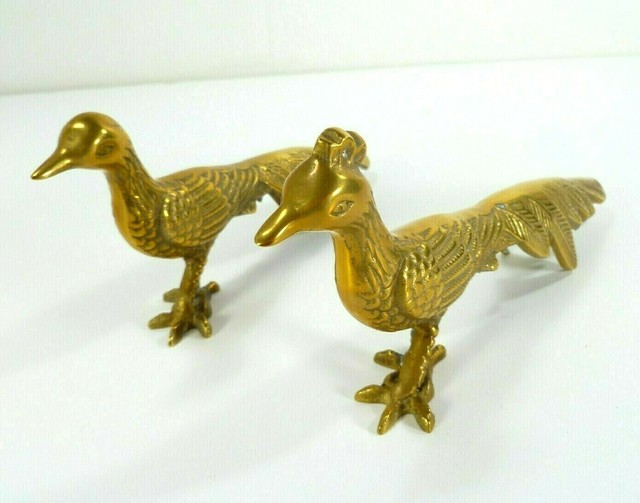 Vintage Collectible Pair Brass Male Female Strutting Pheasant Figurines | eBay