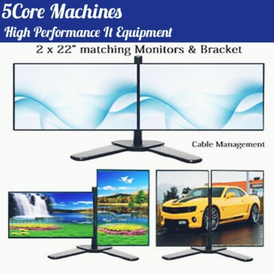 Dual Monitor Bildschirm Setup Bundle 48'' (2 x 24'') Brandneu Ständer VGA DVI Power 