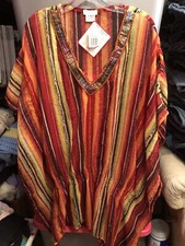Collection eighteen swimsuit coverup striped tunic Beaded Neckline One Size NWT
