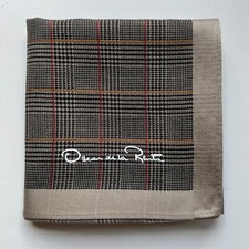 HANDKERCHIEF MEN'S VINTAGE BROWN HOUNDSTOOTH POCKET SQUARE COTTON 18" A0080
